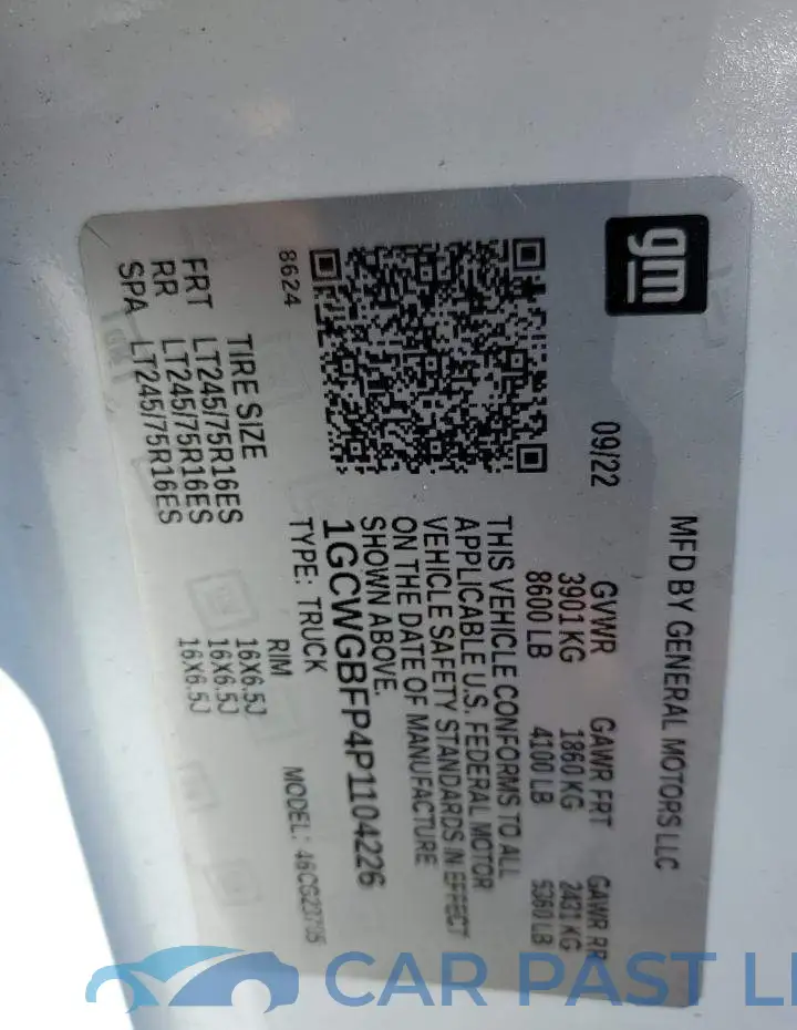 1GCWGBFP4P1104226# 13