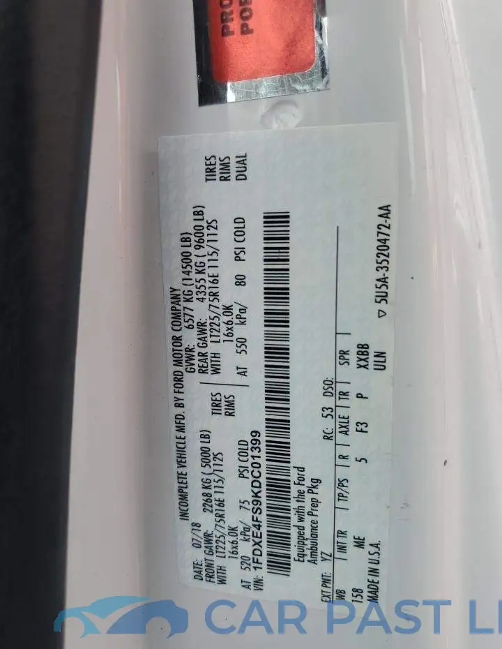 1FDXE4FS9KDC01399# 12