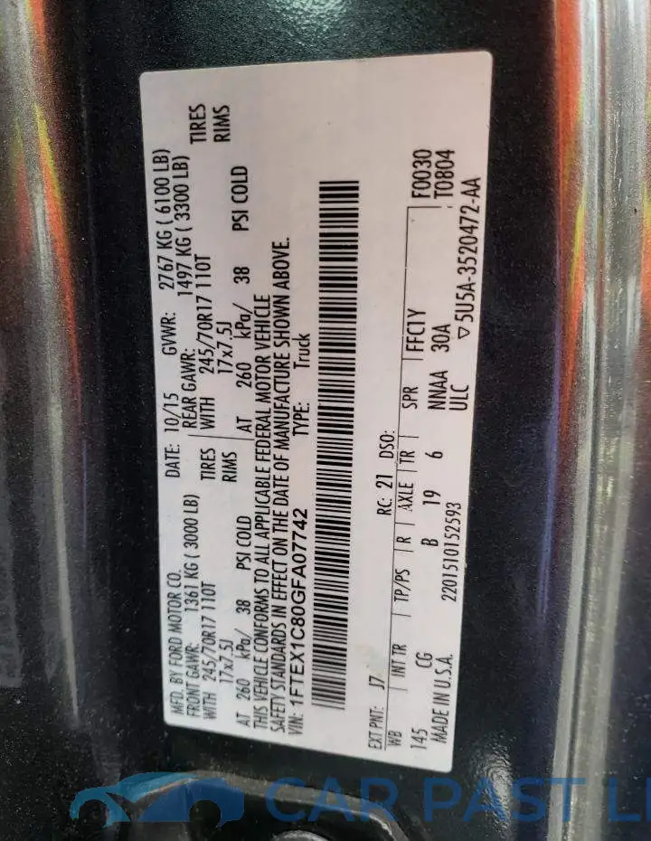 1FTEX1C80GFA07742# 12