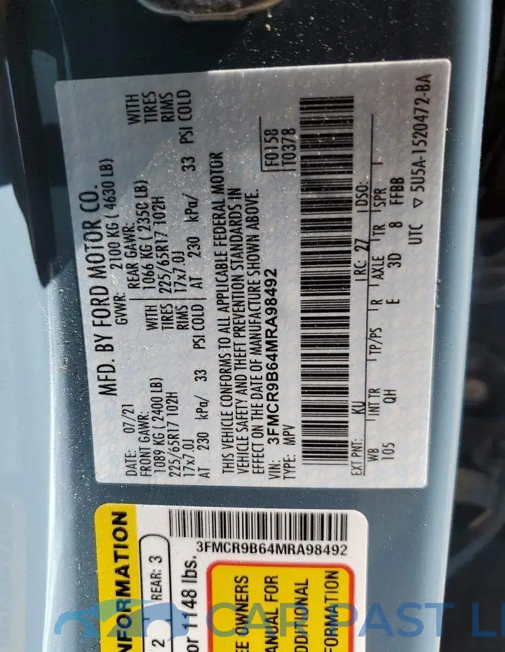 3FMCR9B64MRA98492# 13
