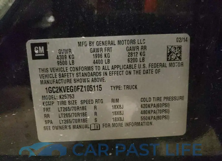 1GC2KVEG0FZ105115# 12