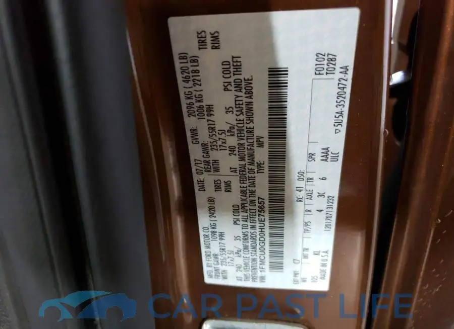 1FMCU0GD0HUE75657# 13