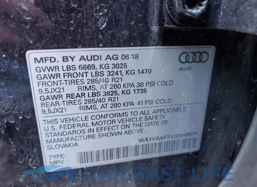 WA1VAAF71JD049578# 13