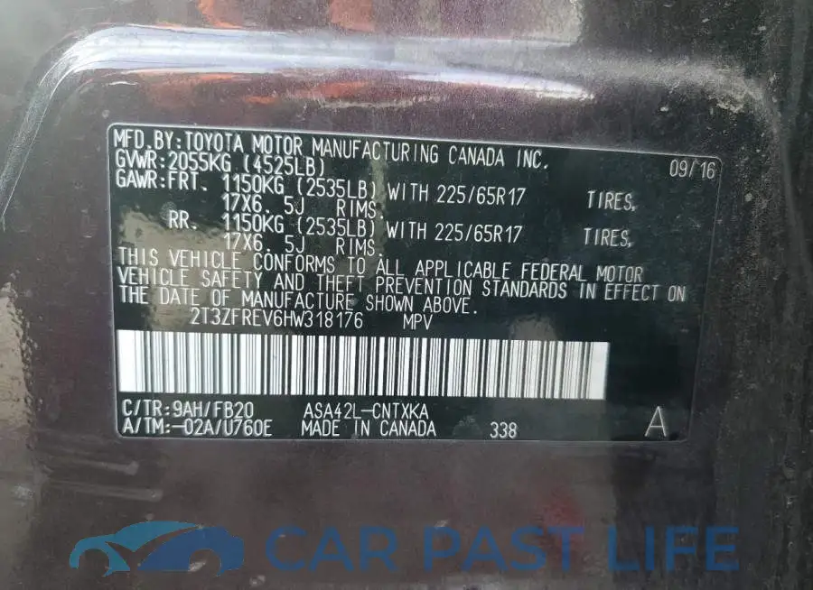 2T3ZFREV6HW318176# 12