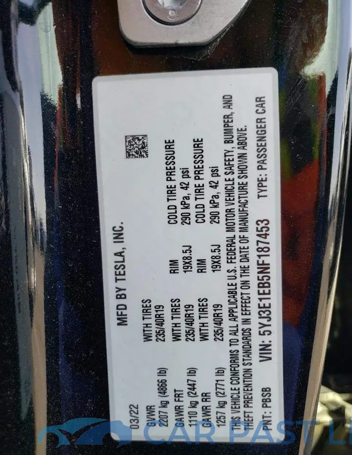 5YJ3E1EB5NF187453# 12