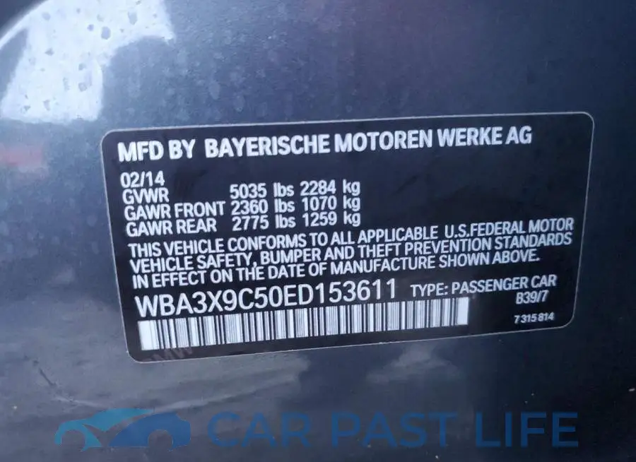 WBA3X9C50ED153611# 12