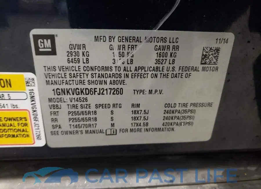 1GNKVGKD6FJ217260# 14