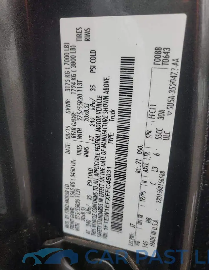 1FTEW1EFXFFC45031# 12