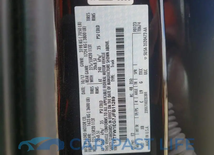 1FTFW1EG7JFB11289# 12