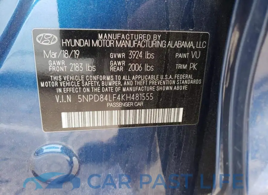 5NPD84LF4KH481555# 12