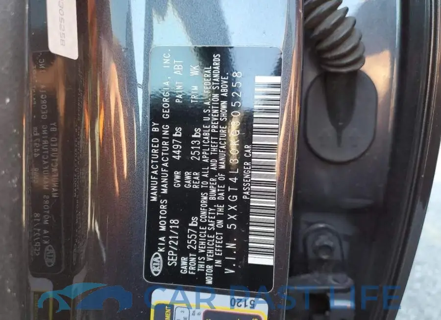 5XXGT4L30KG305258# 12