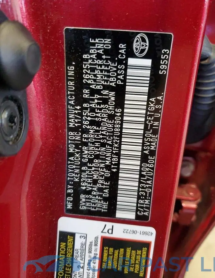 4T1BF1FK2FU889046# 13