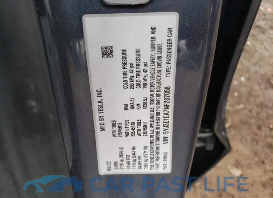 5YJ3E1EA7NF287058# 13