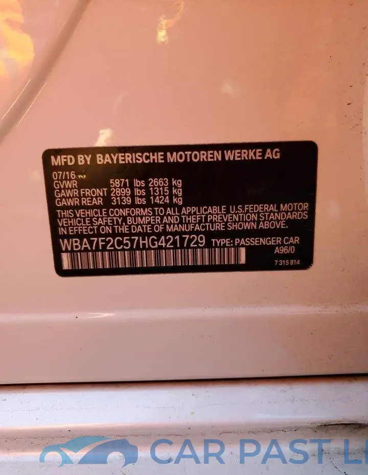 WBA7F2C57HG421729# 12
