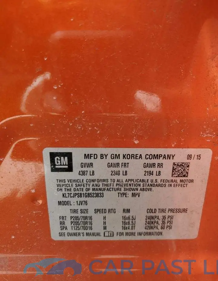 KL7CJPSB1GB523833# 13