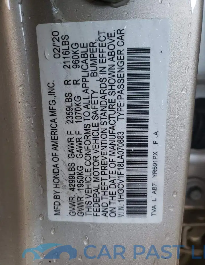 1HGCV1F18LA070883# 12