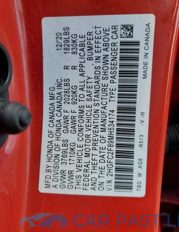 2HGFC2F89MH534174# 12
