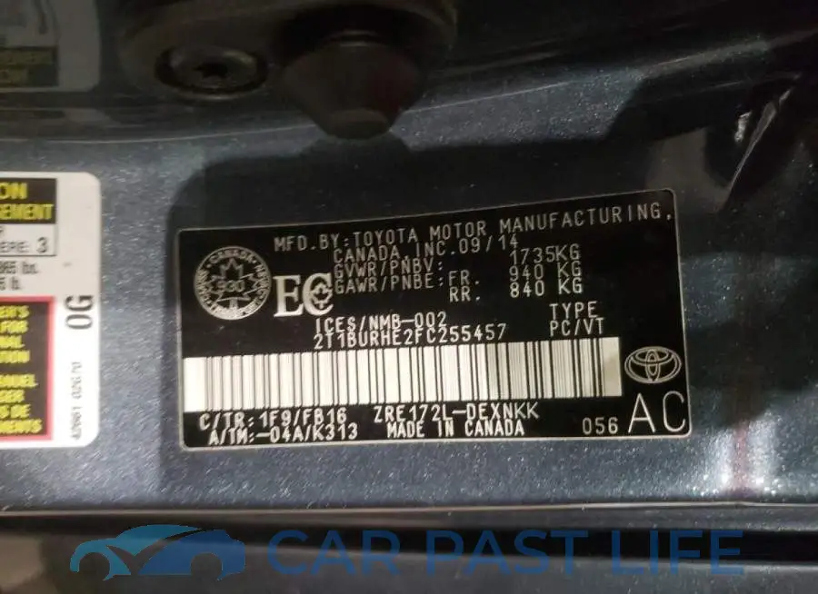 2T1BURHE2FC255457# 13