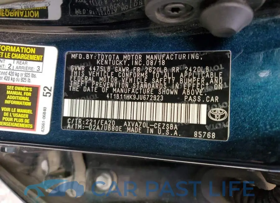 4T1B11HK9JU672923# 12