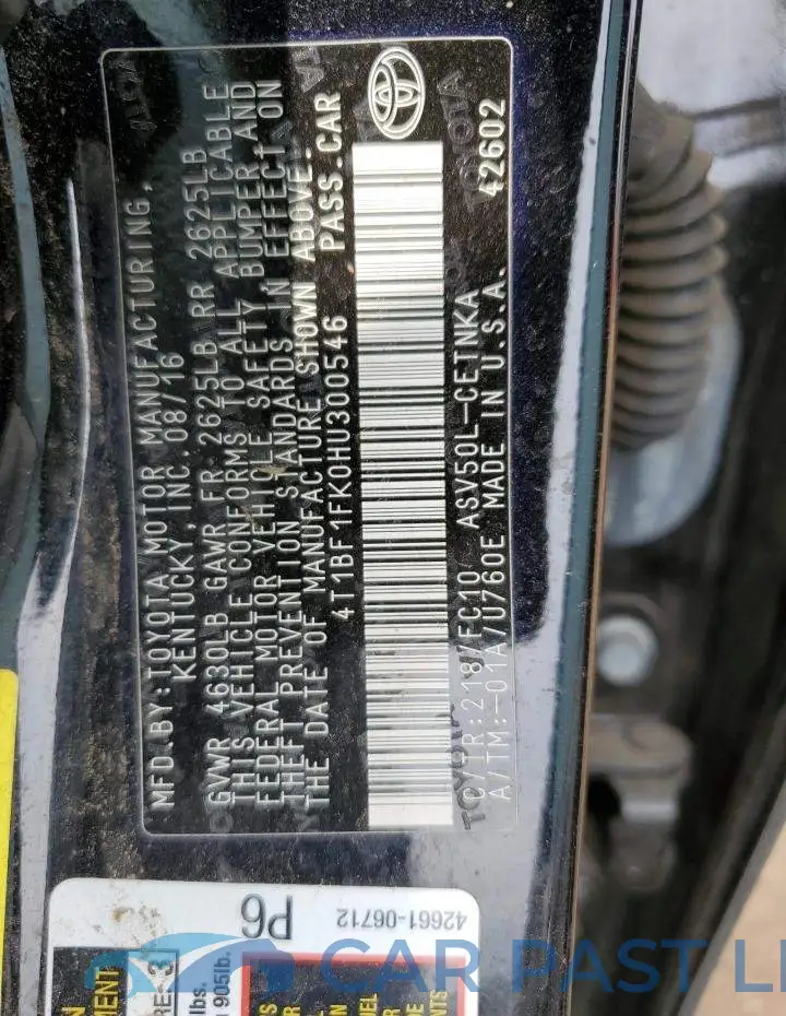 4T1BF1FK0HU300546# 12