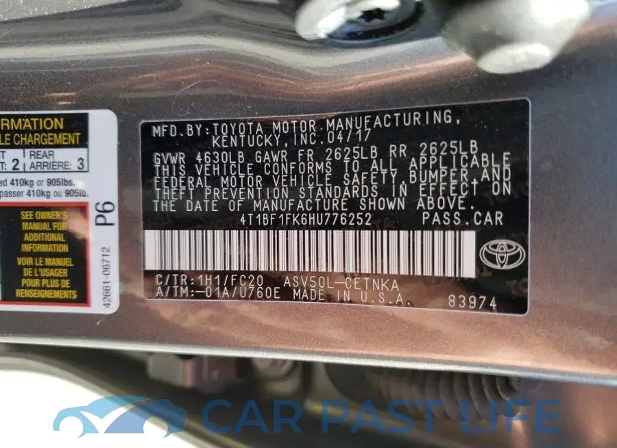 4T1BF1FK6HU776252# 12