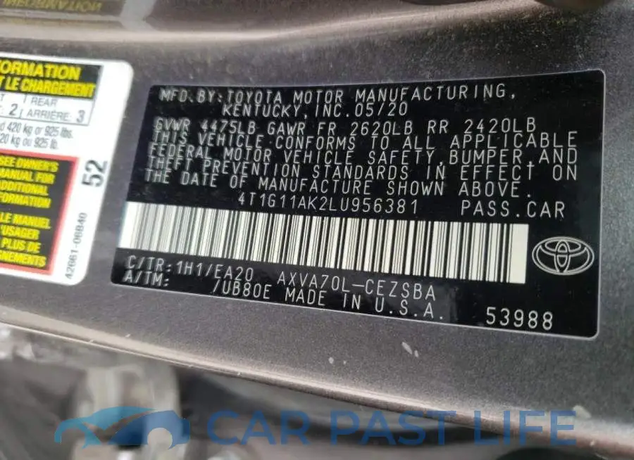 4T1G11AK2LU956381# 10