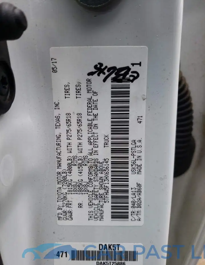 5TFHW5F13HX656145# 12