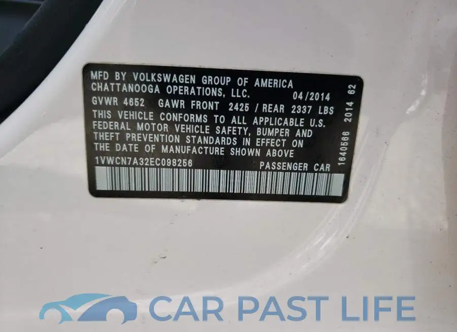 1VWCN7A32EC098256# 12