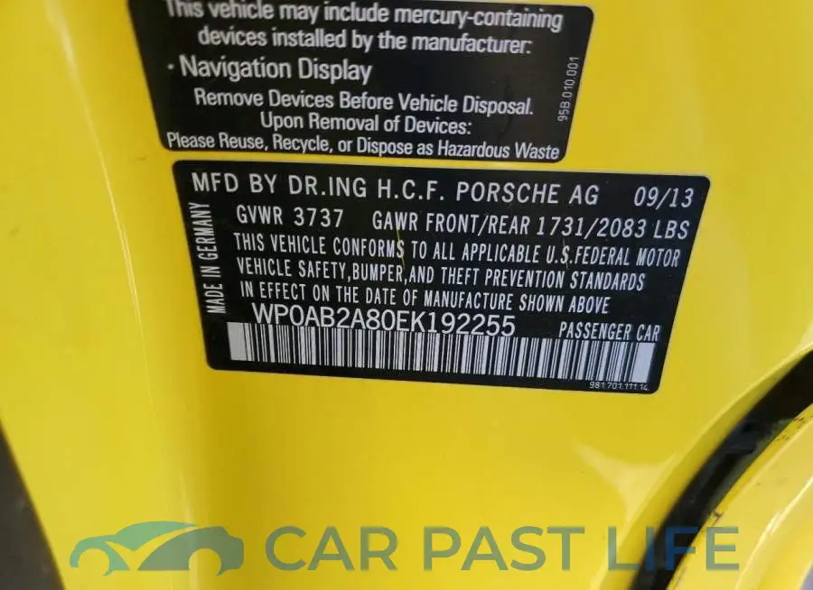 WP0AB2A80EK192255# 13