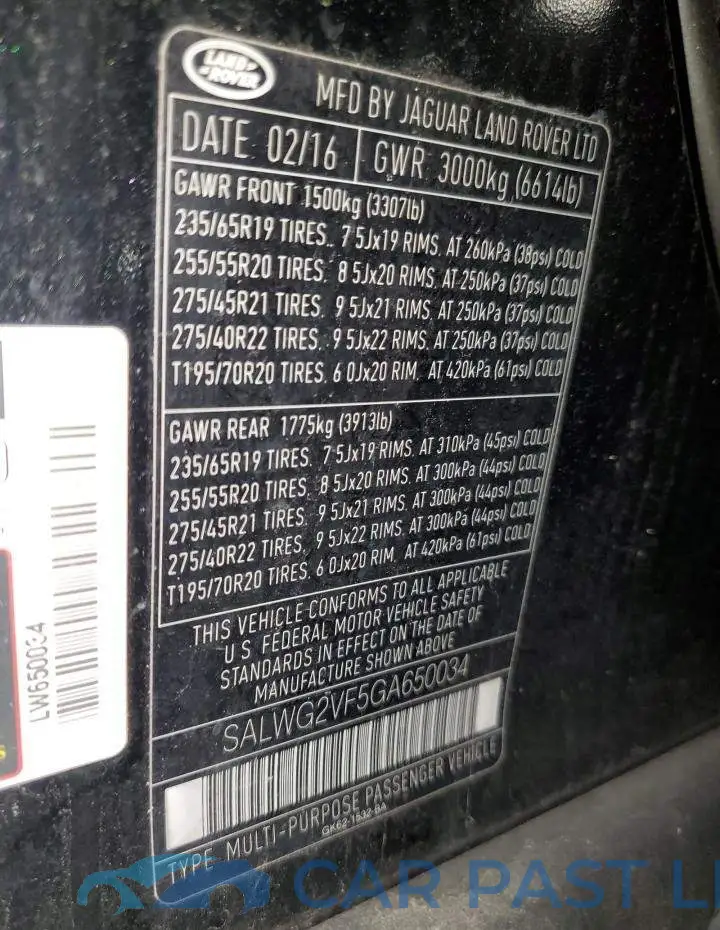 SALWG2VF5GA650034# 13