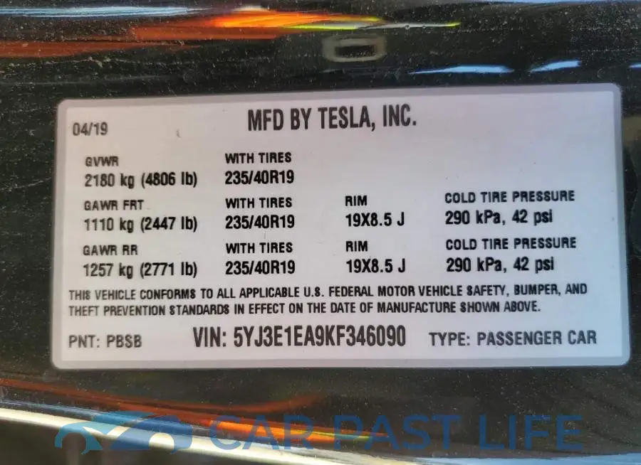 5YJ3E1EA9KF346090# 12