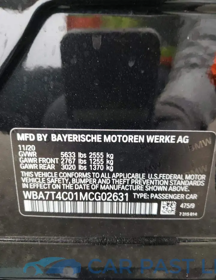 WBA7T4C01MCG02631# 12
