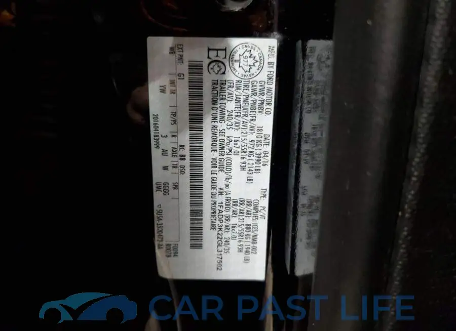 1FADP3K22GL317502# 12