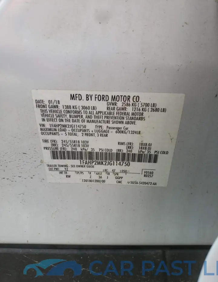 1FAHP2MK2JG114750# 12