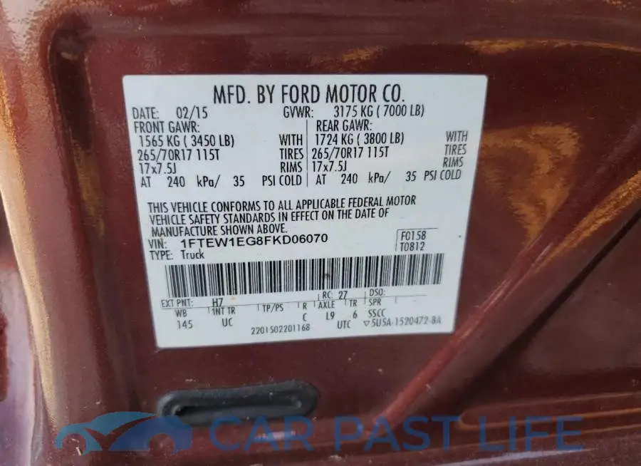 1FTEW1EG8FKD06070# 12