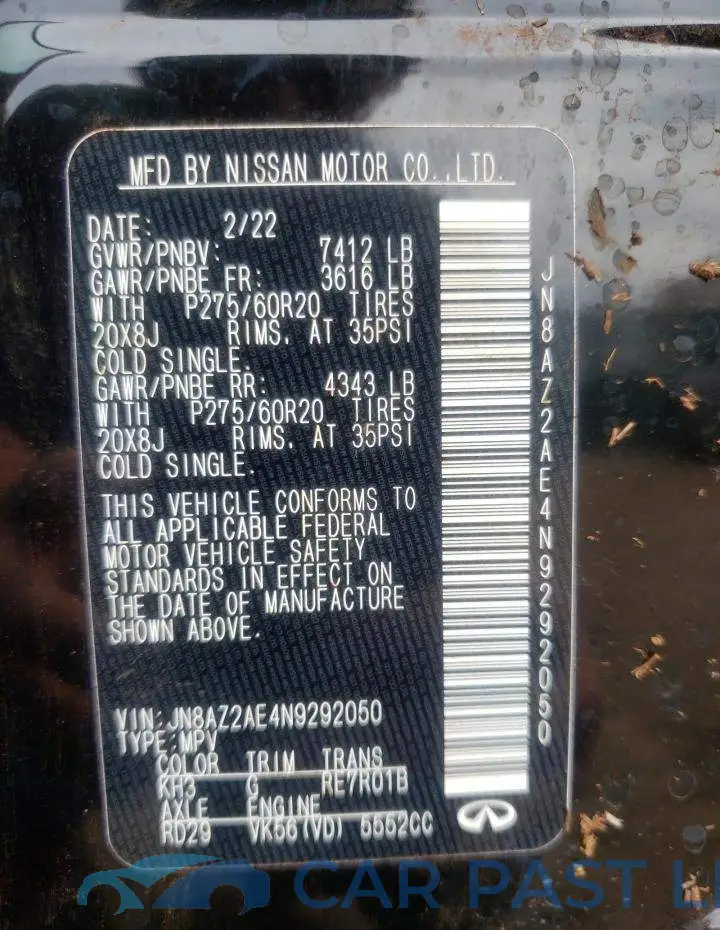 JN8AZ2AE4N9292050# 13