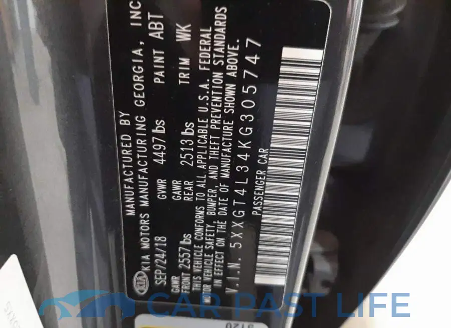 5XXGT4L34KG305747# 12