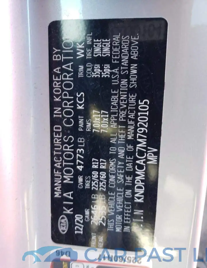 KNDPMCAC7M7920105# 13