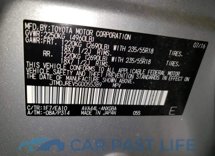 JTMDJREV5GD055389# 13