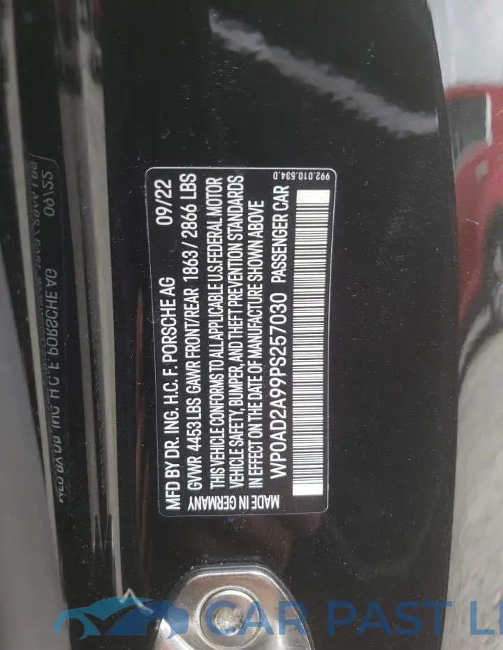 WP0AD2A99PS257030# 12