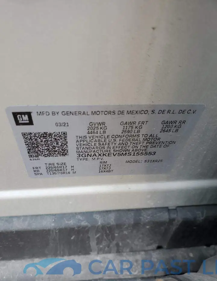 3GNAXKEV5MS155553# 13