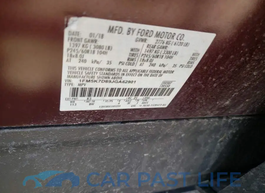 1FM5K7D89JGA62901# 13