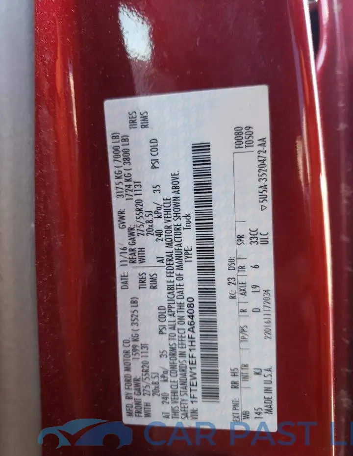 1FTEW1EF1HFA64080# 12