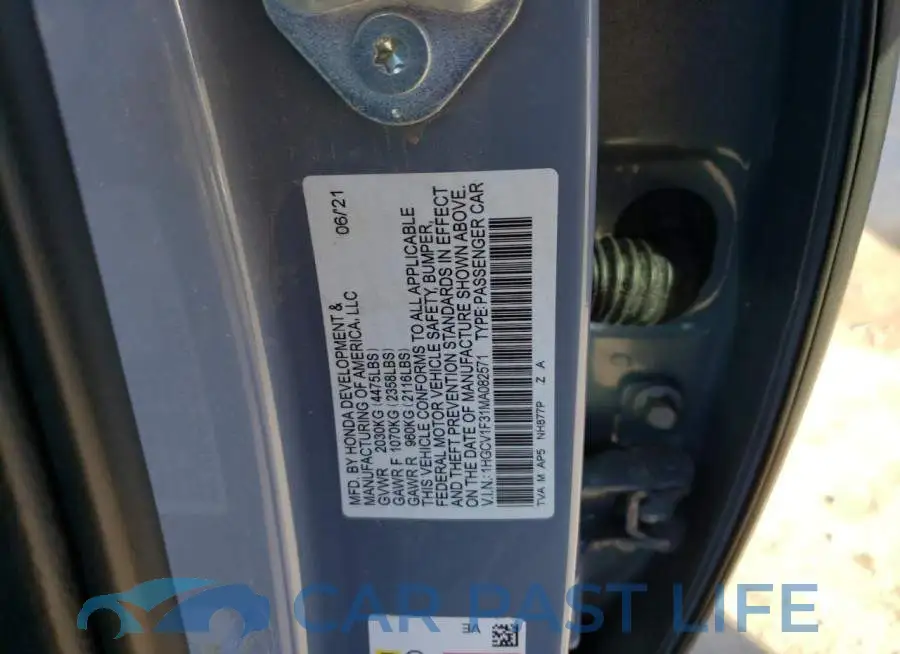 1HGCV1F31MA082571# 12