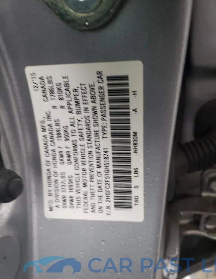 2HGFC2F51GH518741# 13