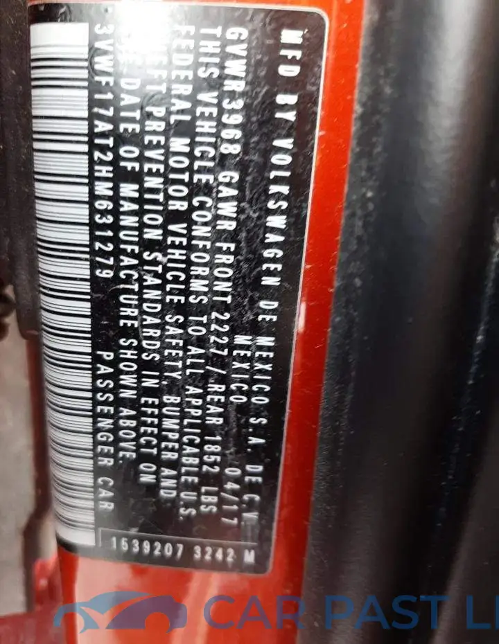 3VWF17AT2HM631279# 12