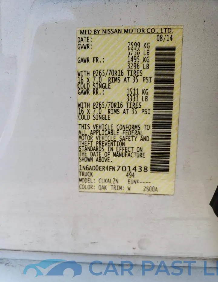 1N6AD0ER4FN701438# 12