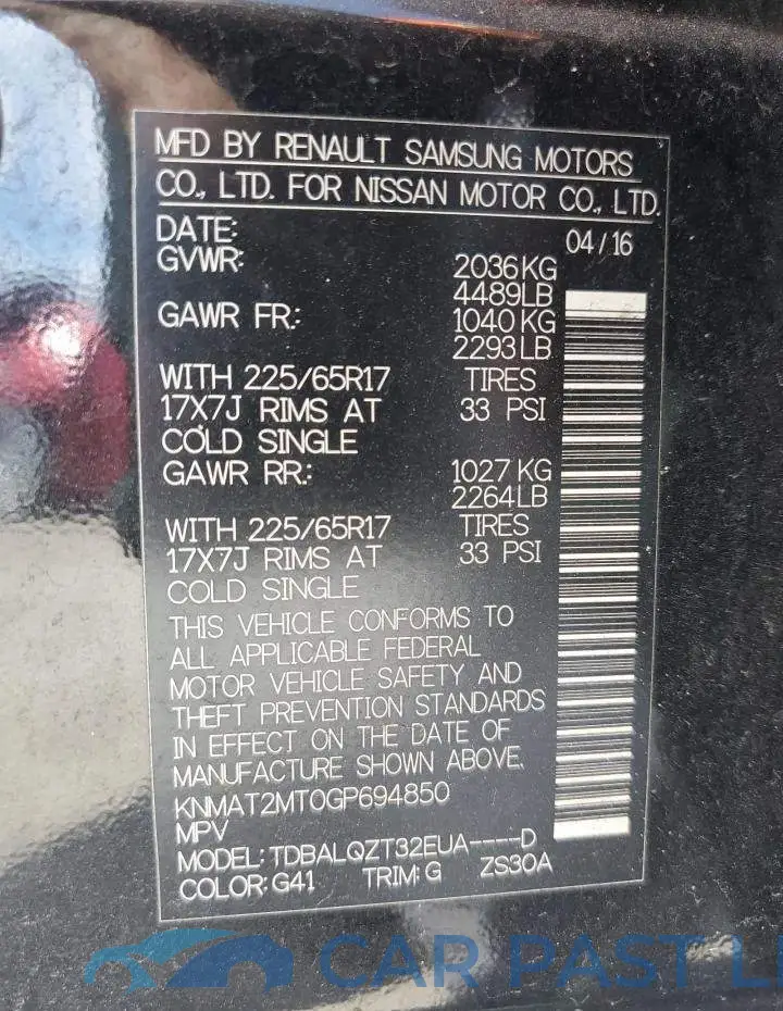 KNMAT2MT0GP694850# 13