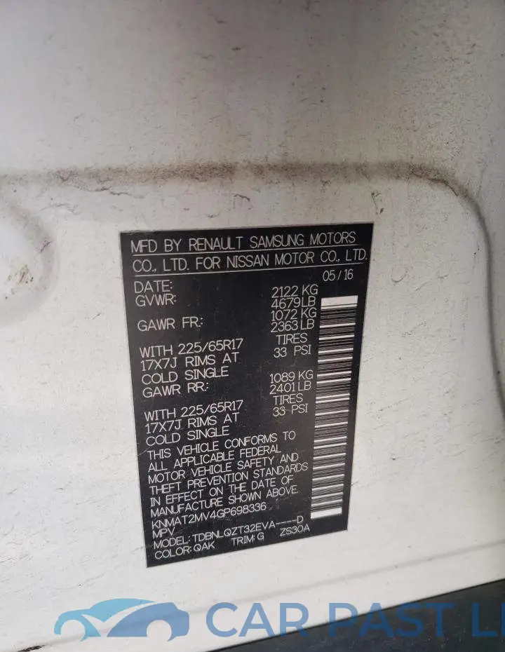 KNMAT2MV4GP698336# 13