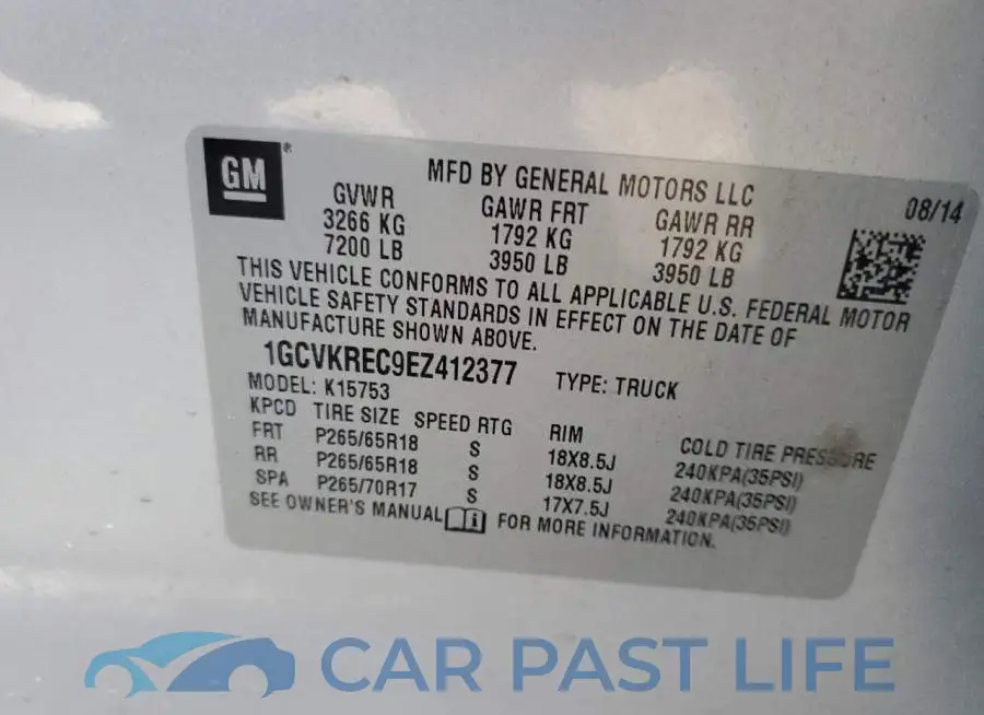 1GCVKREC9EZ412377# 12